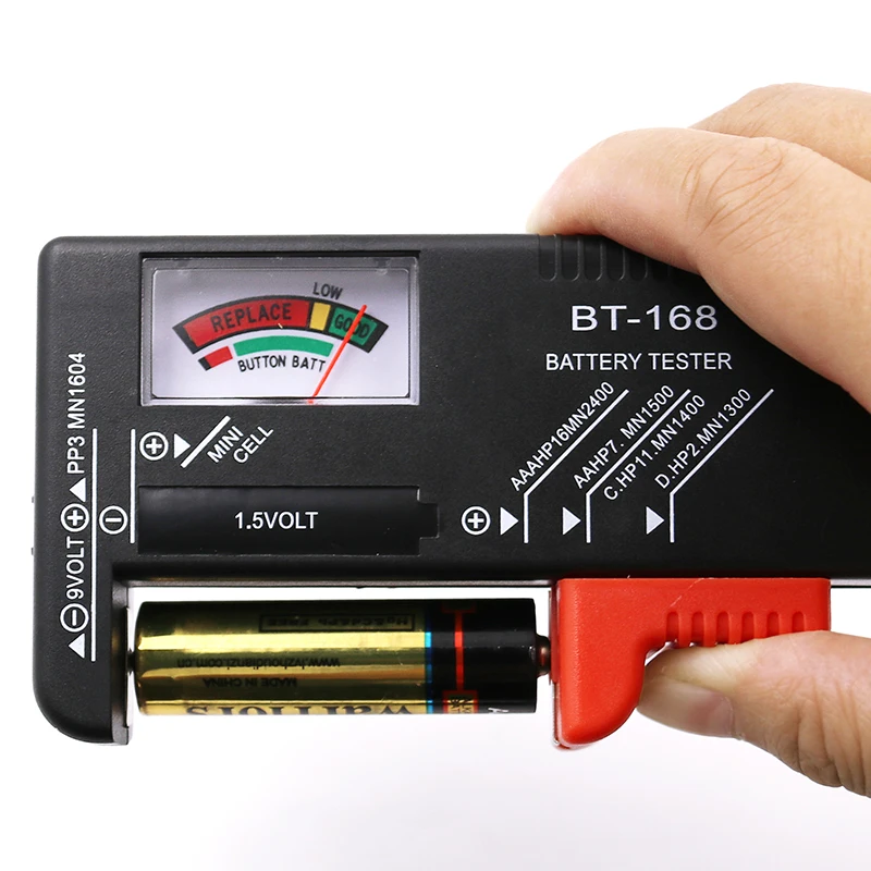 

BT-168 AA/AAA/C/D/9V/1.5V Digital Batteries Universal Button Cell Battery Colour Coded Meter Indicate Volt Tester Checker Power