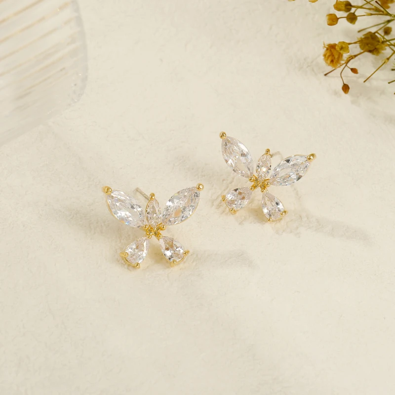 Роскошные серьги Badu в виде бабочки с кристаллами золотого цвета милые женские