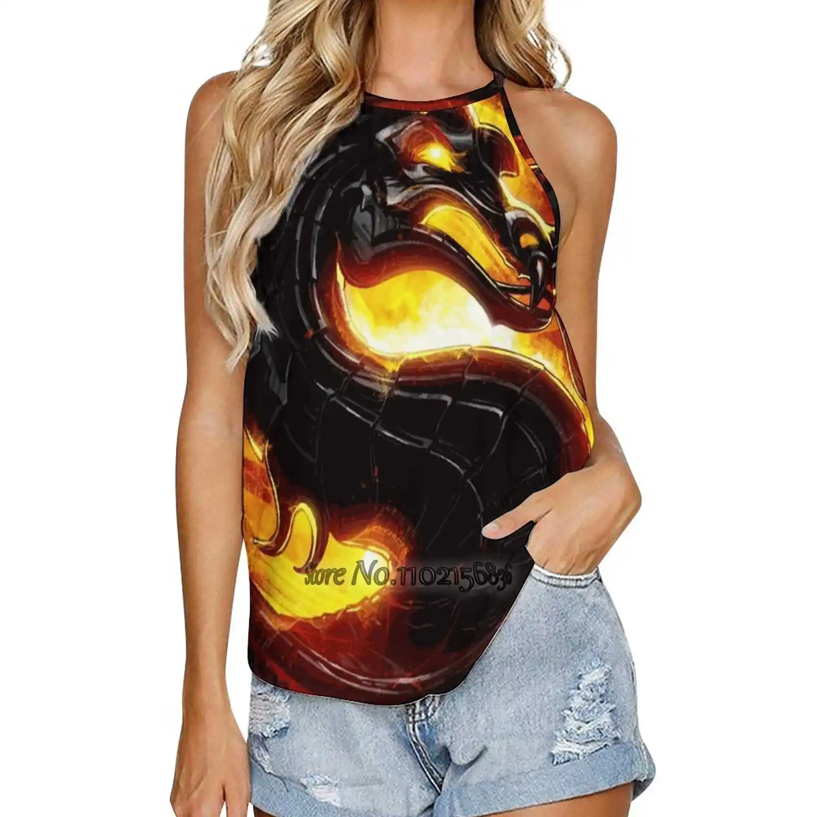 

Женская майка с открытыми плечами Mortal Kombat, Повседневная Свободная летняя рубашка с открытыми плечами