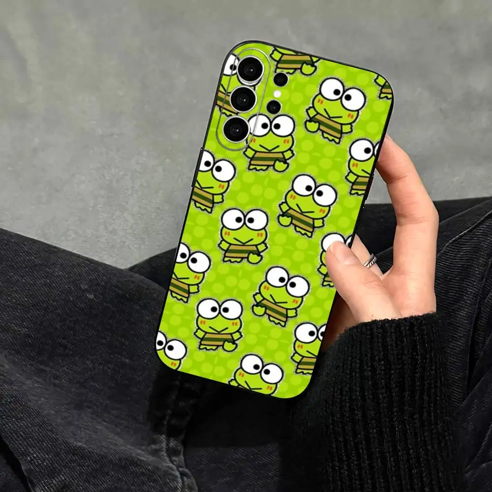 Фото Чехол C-Cute Keroppi для телефонов Samsung S25, S24, S21, S22, S23, S30, Ultra, S20, Plus, Fe, Note, 10, 9, 5G, черный №2