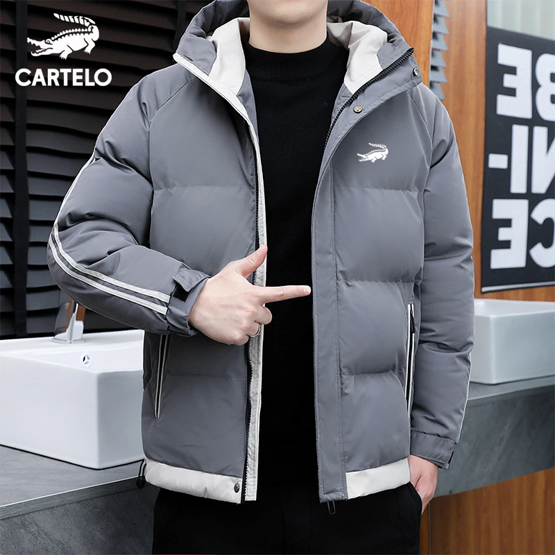 cartelo brand 2022 winter new men's hooded thickening trend padded jacket Korean version loose padded jacket down jacket to keep