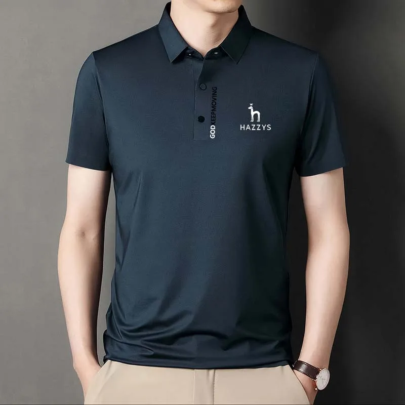 

2023 Men's Wear HAZZYS Golf Clothing Summer T Shirt Horse Solid Color Short Sleeve Casual Polo Business Sports