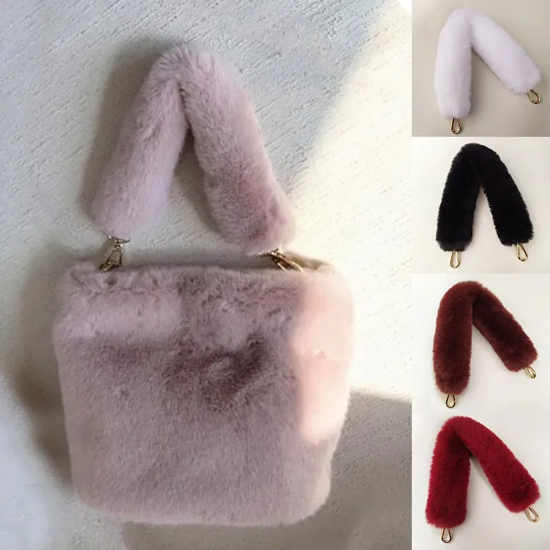 Plush Imitation Fur Short Hand Strap Bag Accessories Hand Strap Bag Strap Solid Color Replacement Hand Strap Bag Handle