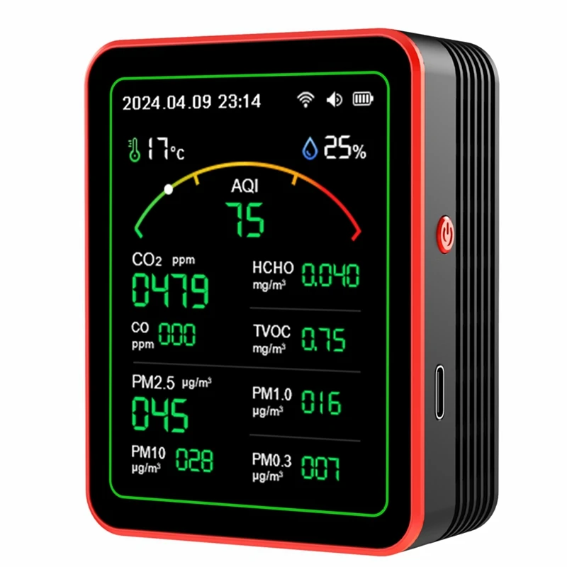 Детектор качества воздуха 15 в 1 портативный TVOC HCHO PM2 5 PM10 PM1 0 PM0 3 тестер температуры