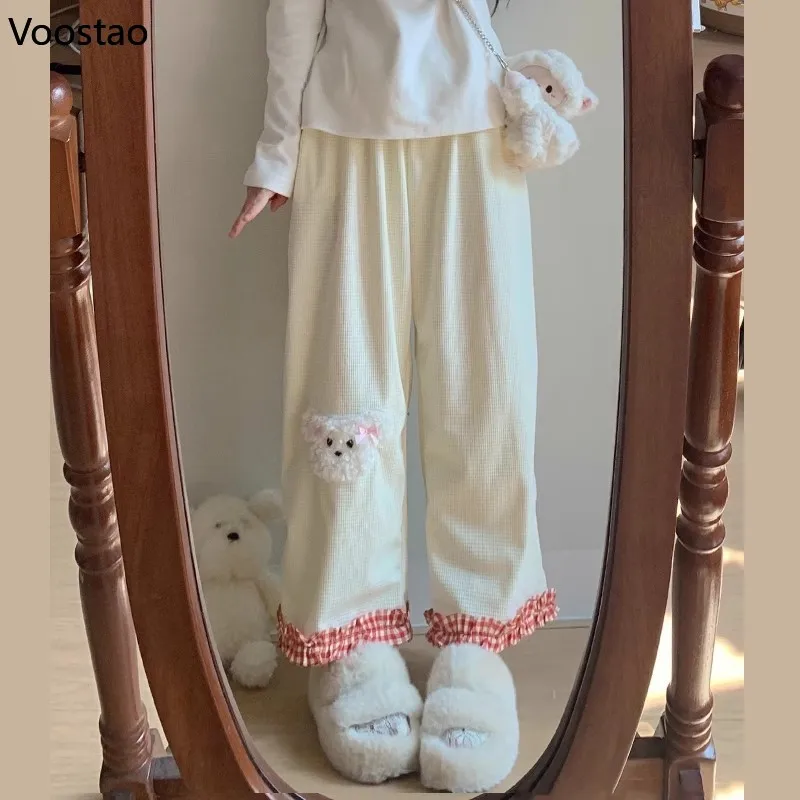 Японские Прямые вельветовые брюки Y2k в стиле &quotЛолита&quot Милые Женские панталоны