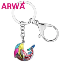 arwa enamel alloy metal floral cute double sea whale keychain car keyring fashion jewelry for women girl charms gift accessories
