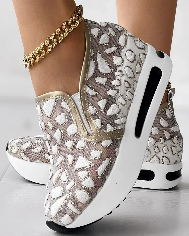 Lace Flats Platform Women Sport Shoes Mesh Breathable Sneakers 2023 Summer New Casual Sandals Running Beach Rocking Dance Shoes