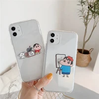 bandai funny creative crayon shin chan clear silicon phone case for iphone 7 8plus xr xs xsmax 11 12 13 pro max cas