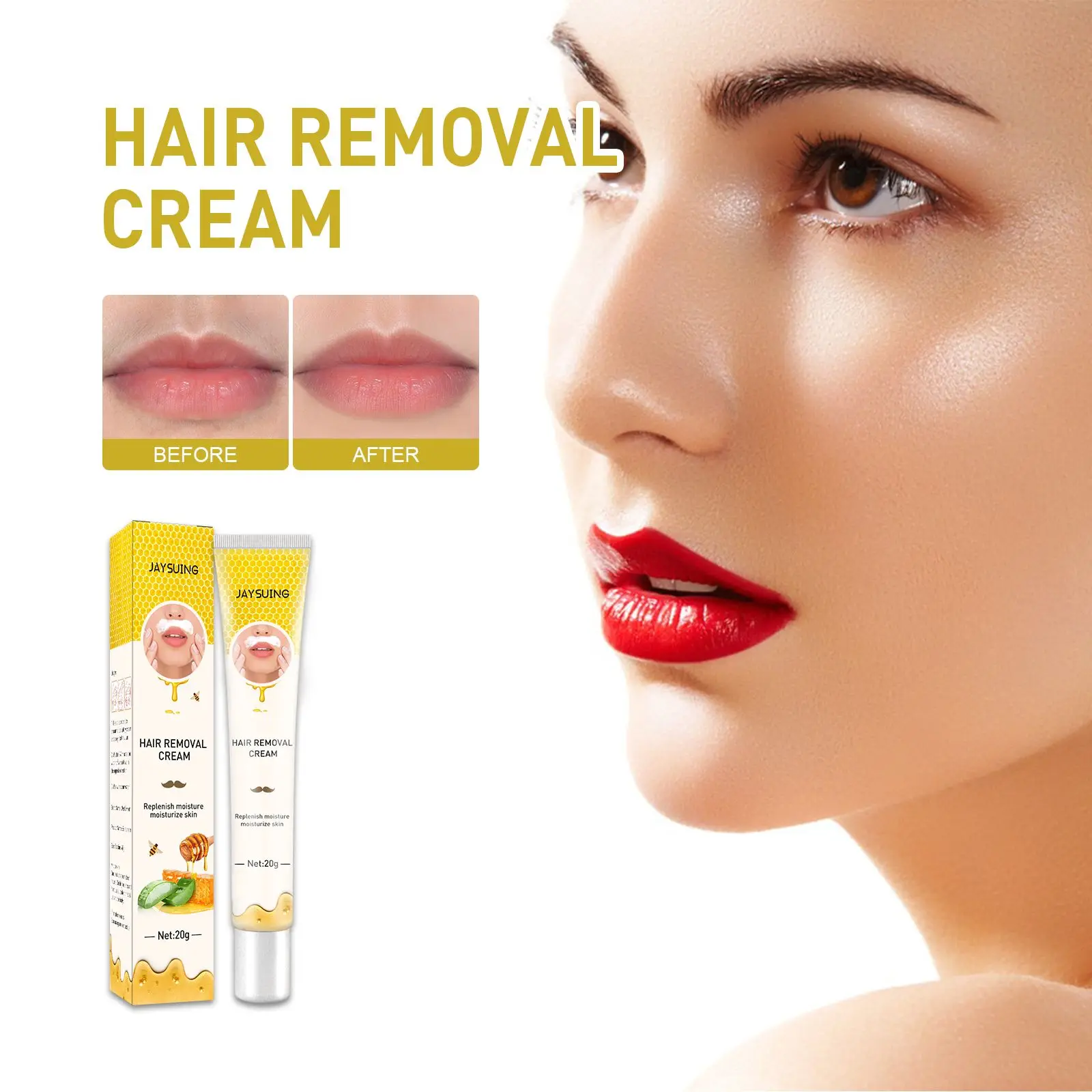 

Lip Leg Stop Hair Growth Smooth Hair Growth Inhibitor Hair Removal Cream Painless Depilatory Aloe Honey Extraction