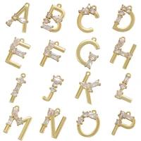 zhukou gold color crystal letter pendant initial letter pendant for women necklace jewelry pendant accessories wholesale vd1163