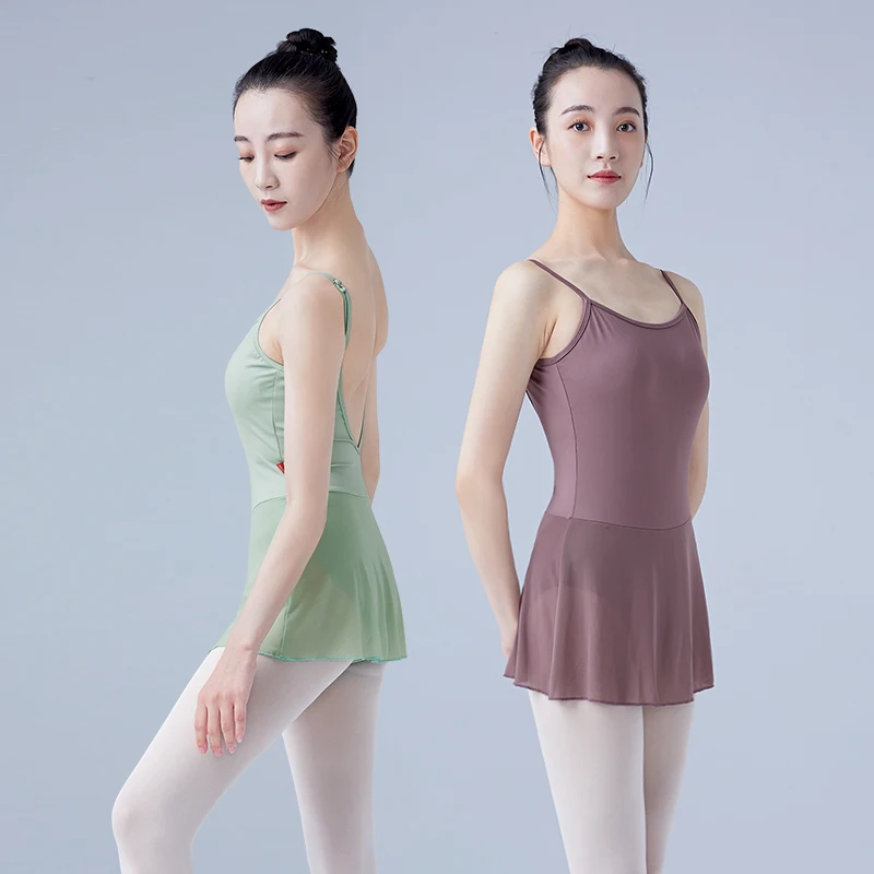 

Women Ballet Dress Adjustable Strap Ballet Leotards Girls Adult Dance Camisole Nylon Dancewear Bodysuit Gymnastics Leotards