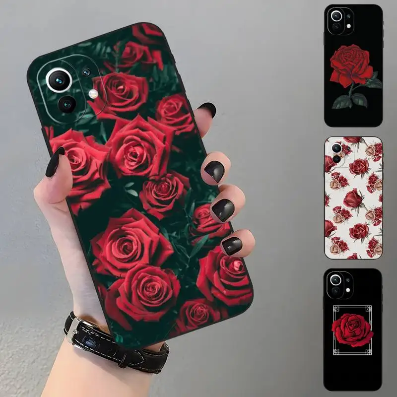 Чехол для телефона с красивыми красными розами Funda Xiaomi Redmi Note 11 11Pro 10 9 8 6 Pro 10T 9S 8T 7A K40