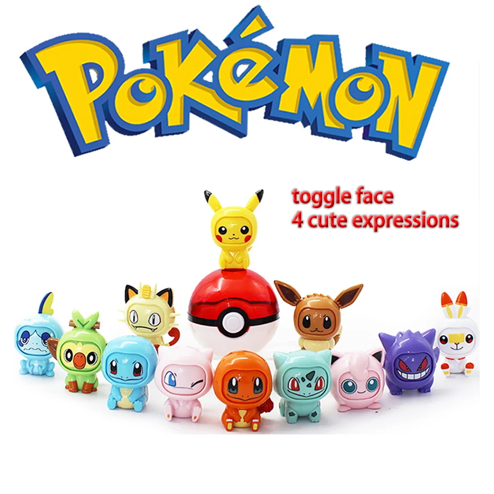 Pokemon Face-changing doll Set TAKARA TOMY Pocket Monster ABS dolls Toys Pikachu little fire dragon Squirtle Anime Figure Model