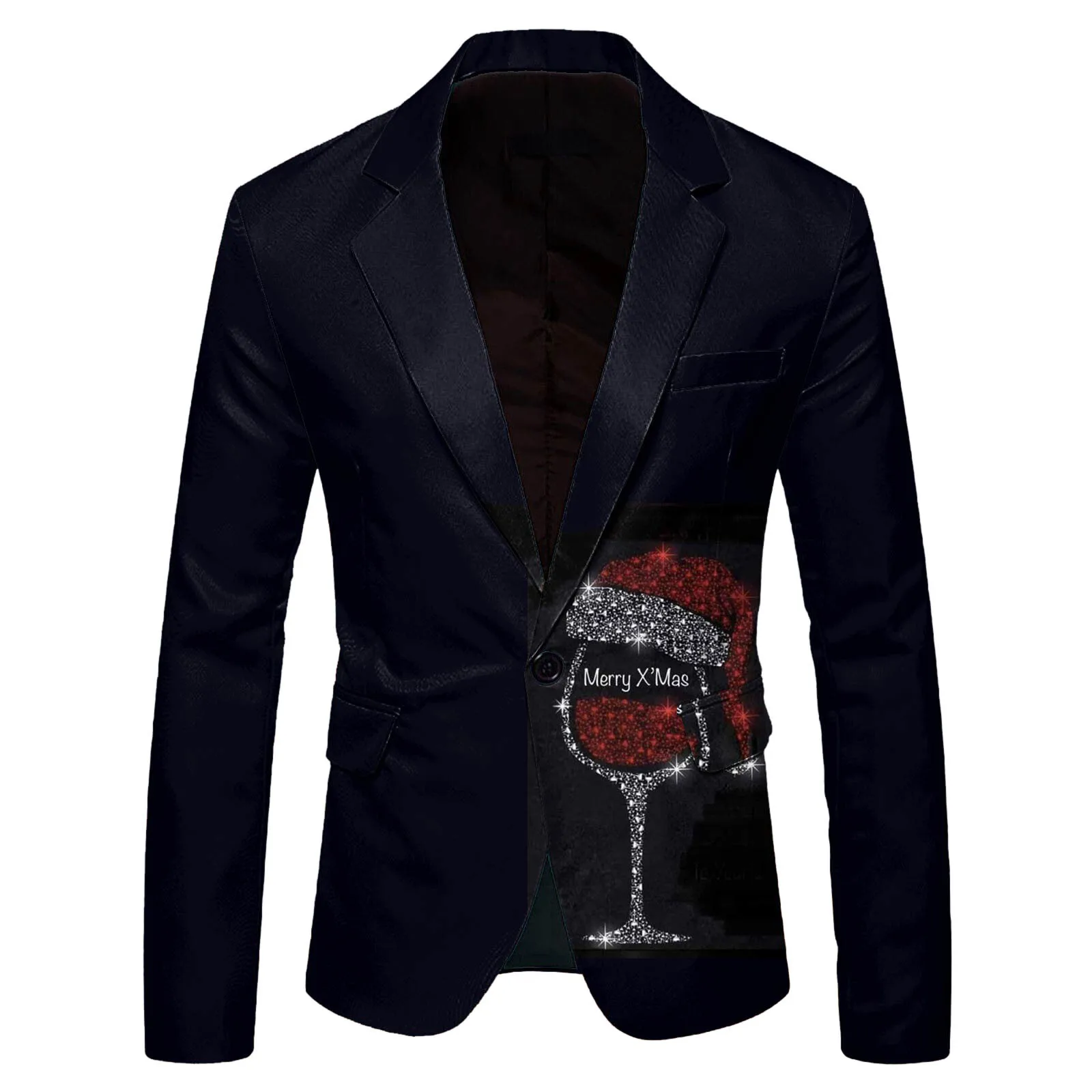 Мужской пиджак рождественский костюм с лацканами принтом теплые зимние модные