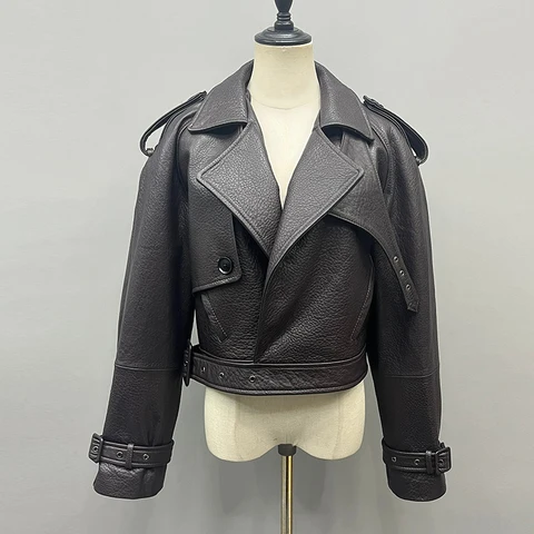 Женская Короткая кожаная куртка FG5796