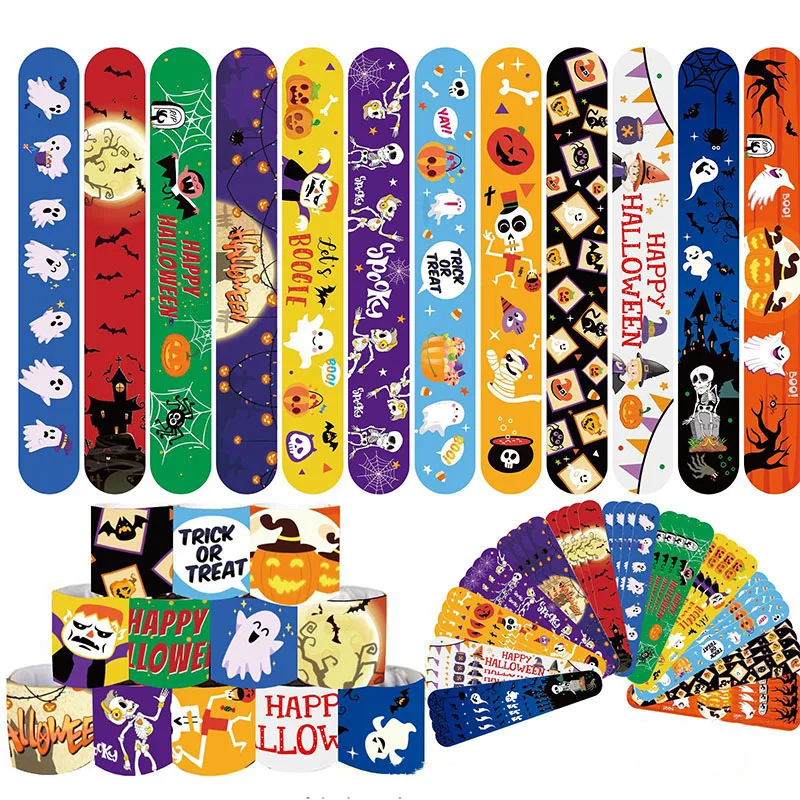 

Halloween Slap Bracelet Halloween Party Decoration Bat Skull Circle Clap Trick Or Treat Ghost Festival Party Gift