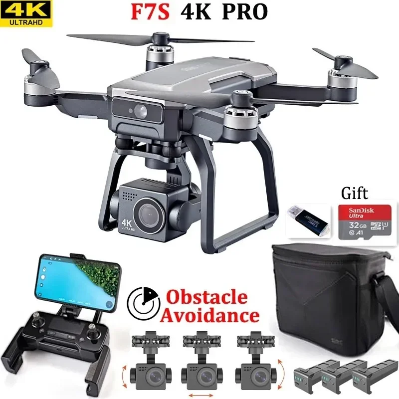 Фото SJRC F7s 4K PRO Дрон 4K для предотвращения осалона GPS 5G WiFi 3-осевой подвес EIS FPV Бесщеточный квадрокоптер Дрон для предотвращения препятствий 3 км №1