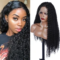 13x4 kinky curly lace wigs synthetic t part 180 density wig glueless heat resistant wavy wigs with baby hair for black women