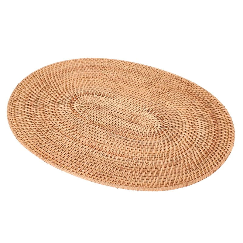 

Quality Rattan Woven Placemats Oval Round Table Mats Non Slip Heat Resistant Place Mat Natural Multipurpose Placemat 30X40cm