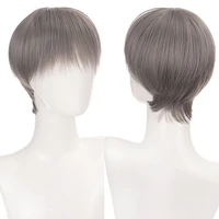 manwei synthetic cosplay wigs with bangs straight grey black blue brown wigs for woman man daily party anime wig