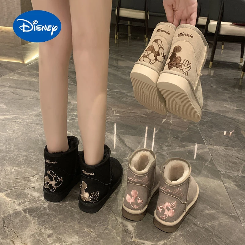 Зимние ботинки Disney с Микки Маусом зимние женские короткие бархатные