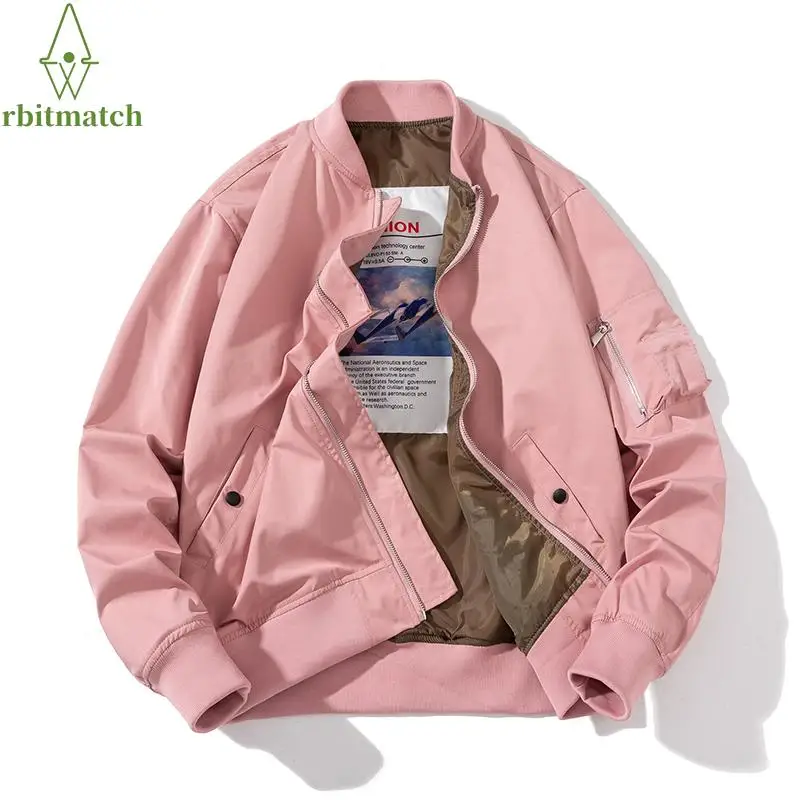 

Men Bomber Jacket Winter Basketball Jacket Men Women Windbreaker Hooded Solid Jacket Fashion Streetwear Autumn Pilot Coat Male