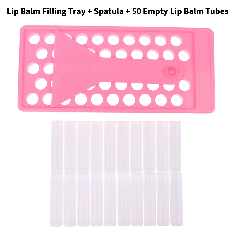 

Набор для создания бальзама для губ включает в себя лоток для разлива бальзама для губ, шпатель и 50 предметов, используемых для изготовления натурального бальзама для губ своими руками