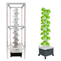 15 layer 45 holes vertical hydroponic tower growing system complete kit indoor vegetable garden planter with 8 pcs of led llight