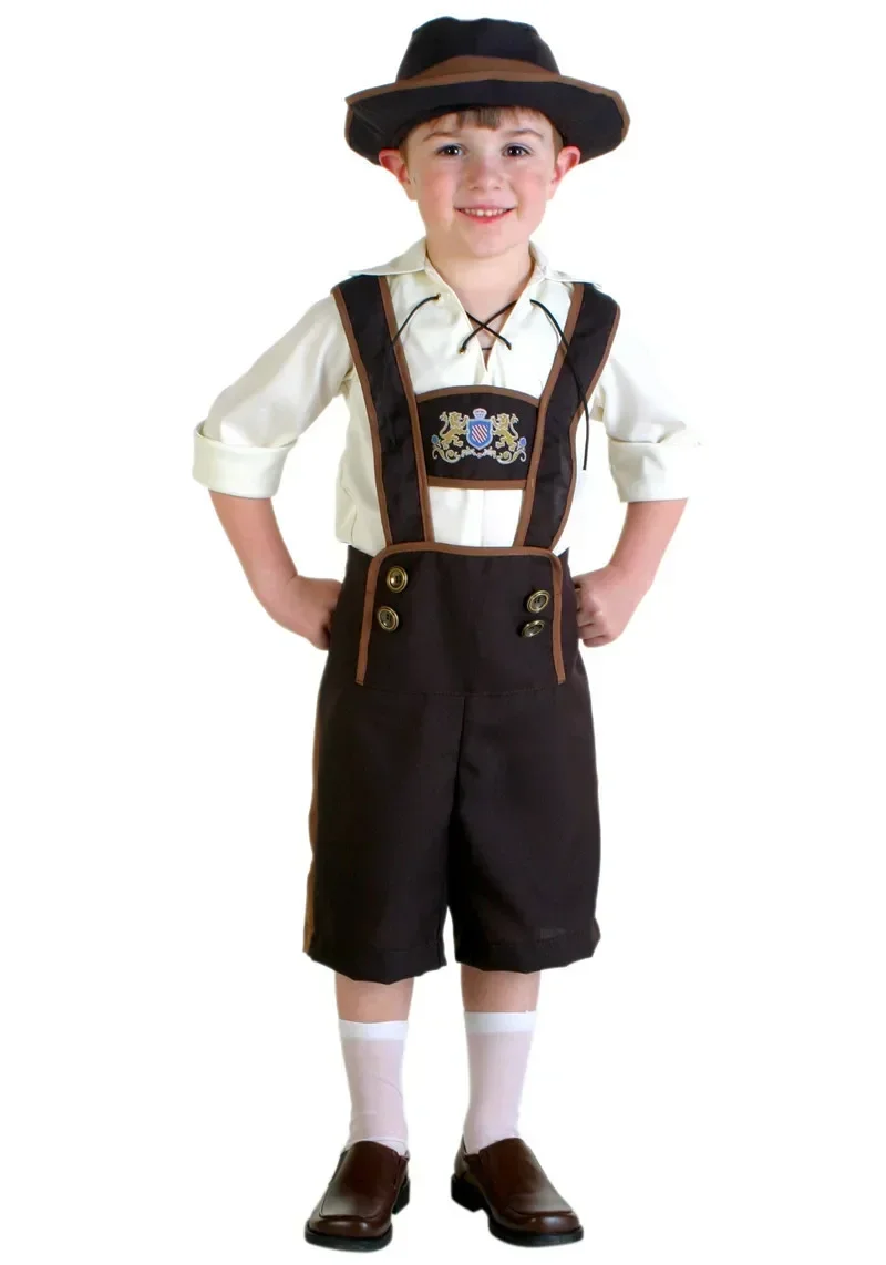 Фото Детский костюм Октоберфеста Lederhosen, наряд для мальчиков, немецкий баварский традиционный пивной комбинезон для косплея, детский праздничный наряд №3