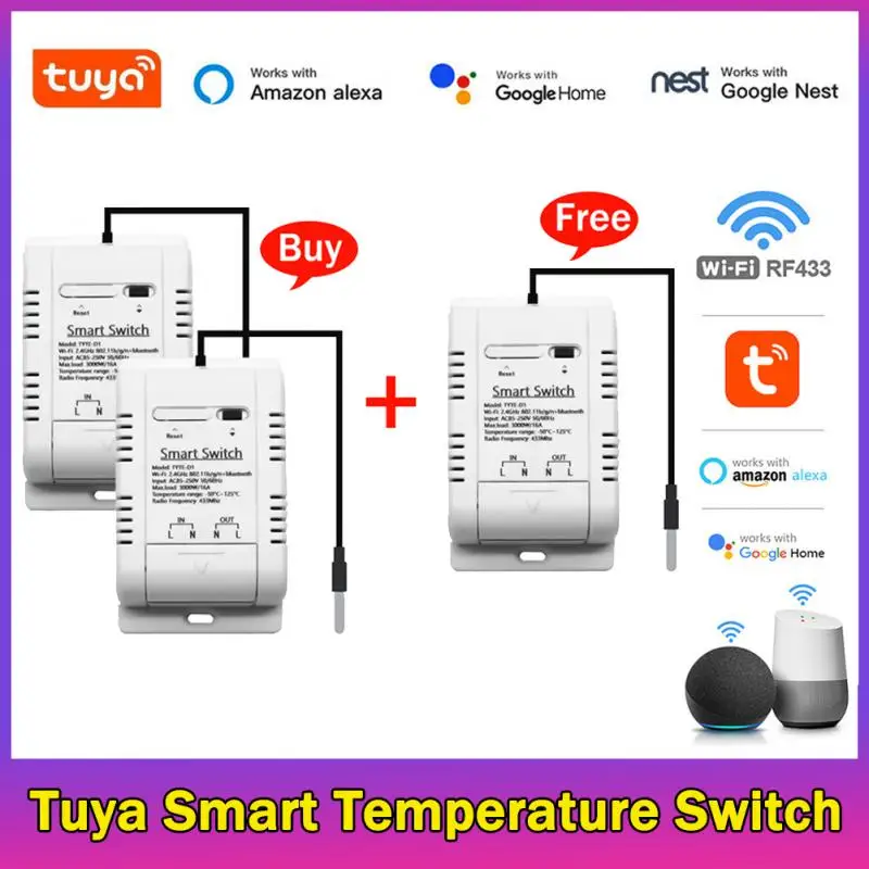 

Tuya Smart Life Temperature Switches 16A Smart Thermostat Real-time Energy Comsuptiom Monitoring With RF433 Alexa Compatible