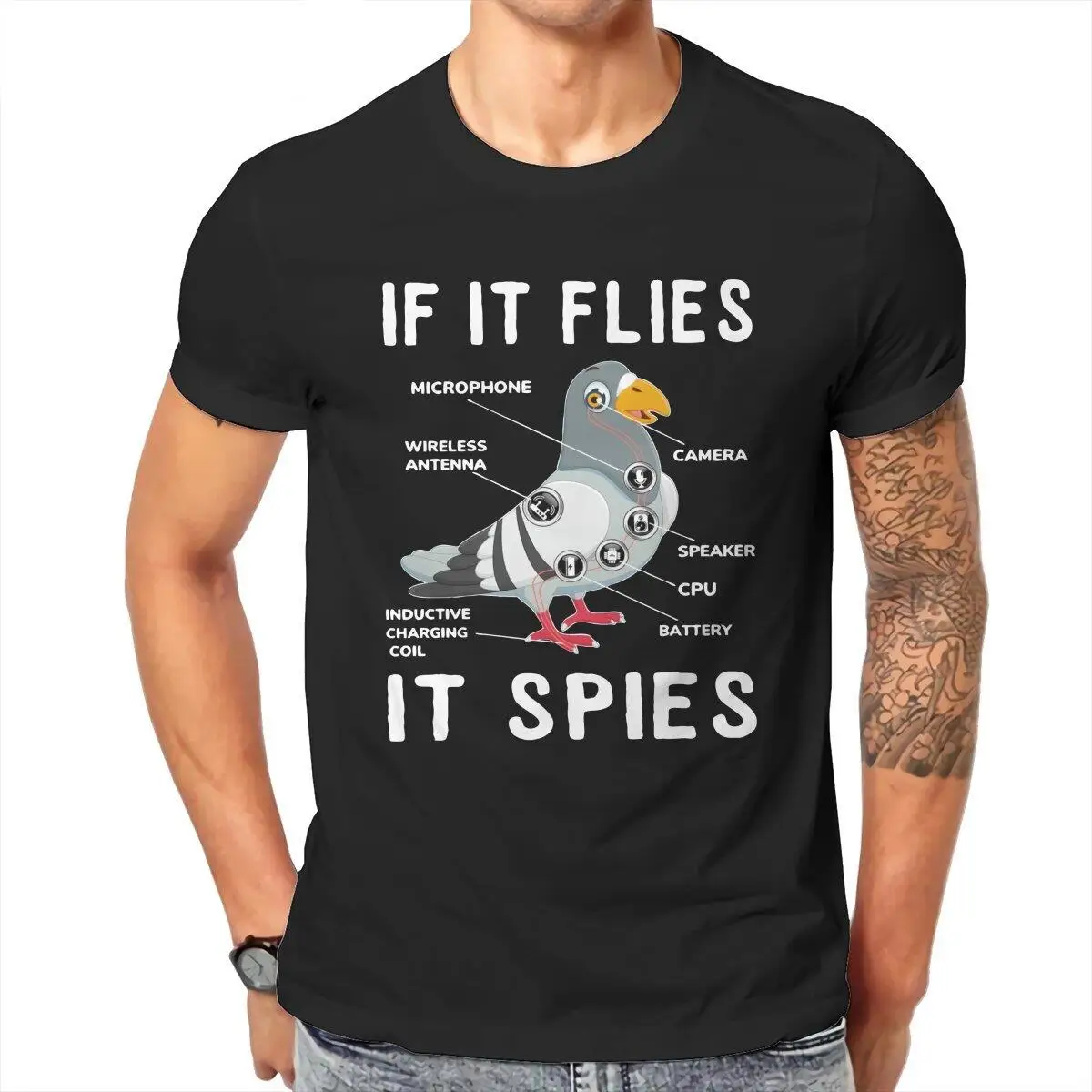 Anatomy Bird  T-Shirt Men CPU Geek Nerd Freak Hacker Pc Gamer Hipster 100% Cotton Tees Short Sleeve T Shirts Gift Idea Clothes
