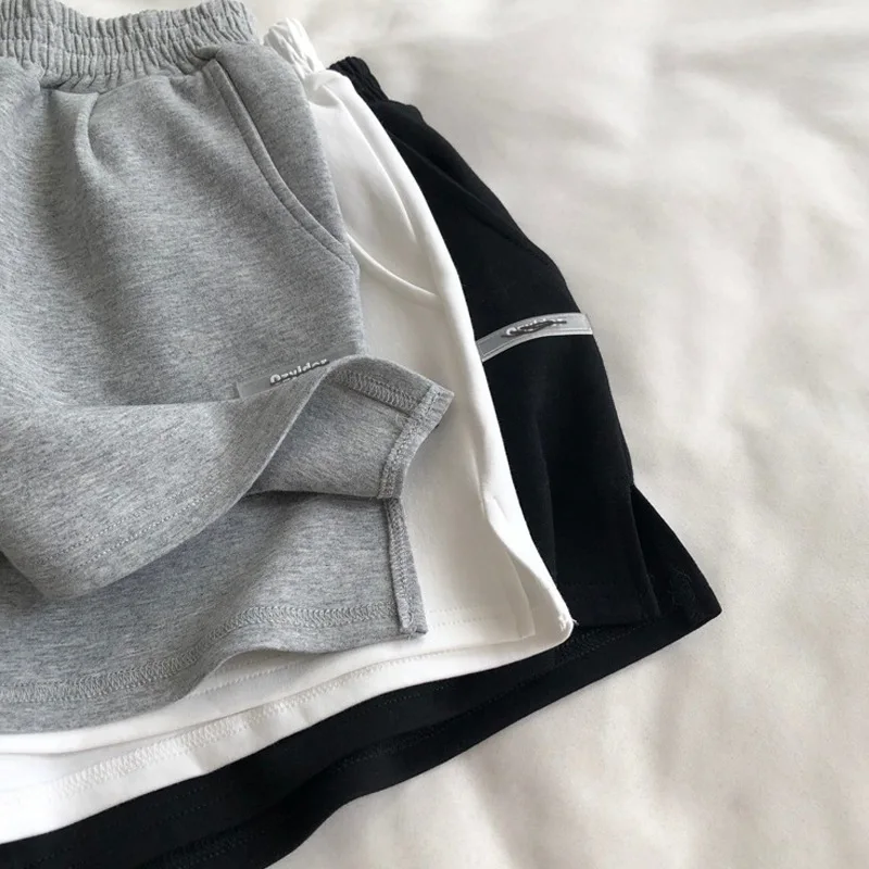 Women Shorts Summer High Elastic Lace Up Drawstring Wide Leg Shorts Letter Summer Thin Breathable Female Running Sports Shorts