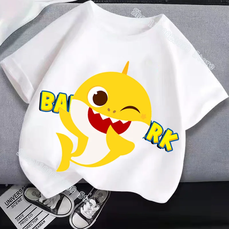 Хот Бэйби Шарк хлопковая футболка для детей с днем рождения, детская футболка с анимационной песенкой-мультфильмом, одежда на лето с короткими рукавами.