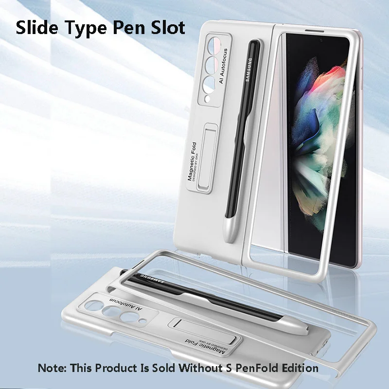 Tanie Do Samsung Galaxy Z Fold 3 Etui Z Miejscem Na Długopis Z Fold3 ZFold 3 Powrót Magnetyczny Stojak Uchwyt Telefon Pokrywa Dla Galaxy Z Fold 3 Przypadki