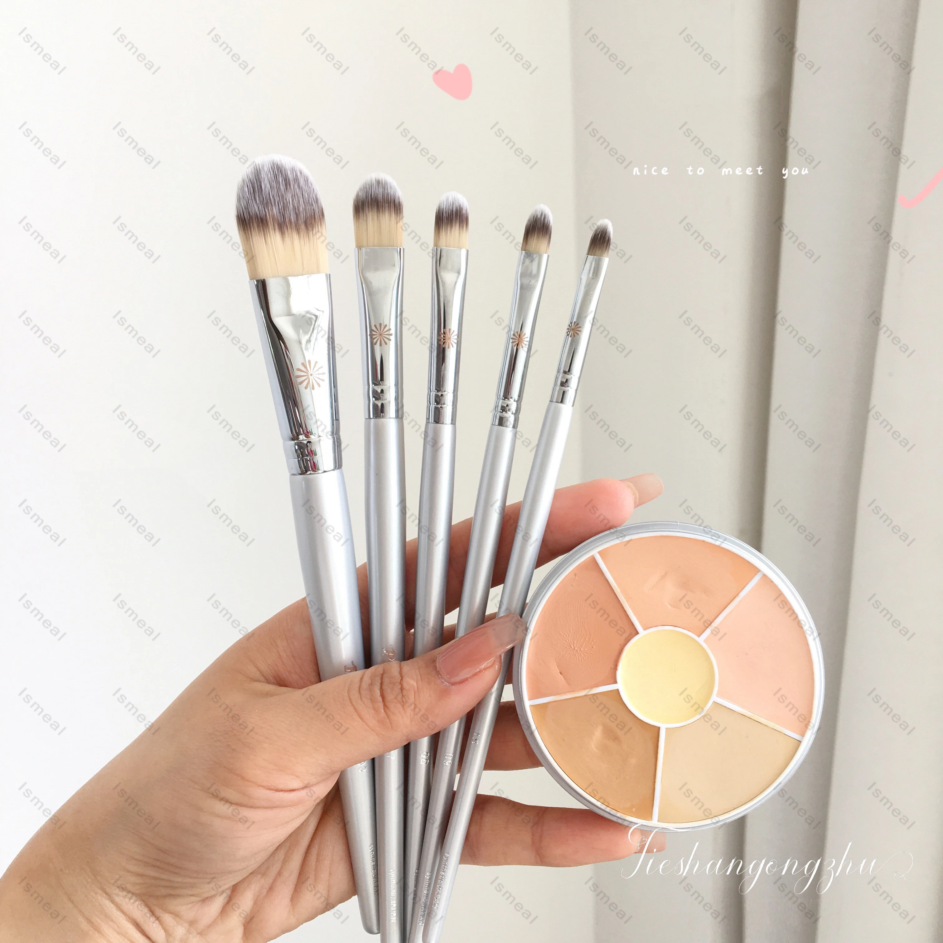 

Piccasso 5Pcs Set Sliver Makeup Brush Eyeliner Eye Smudge Eyeshadow Crease Brush Precision Eyelish Eyeliner Eyebrow Makeup Brush