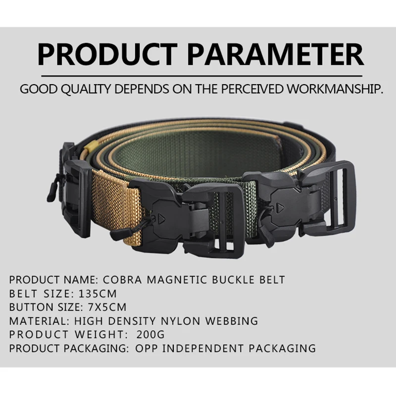 Ремень мужской тактический брезентовый пояс в армейском стиле быстросъемный