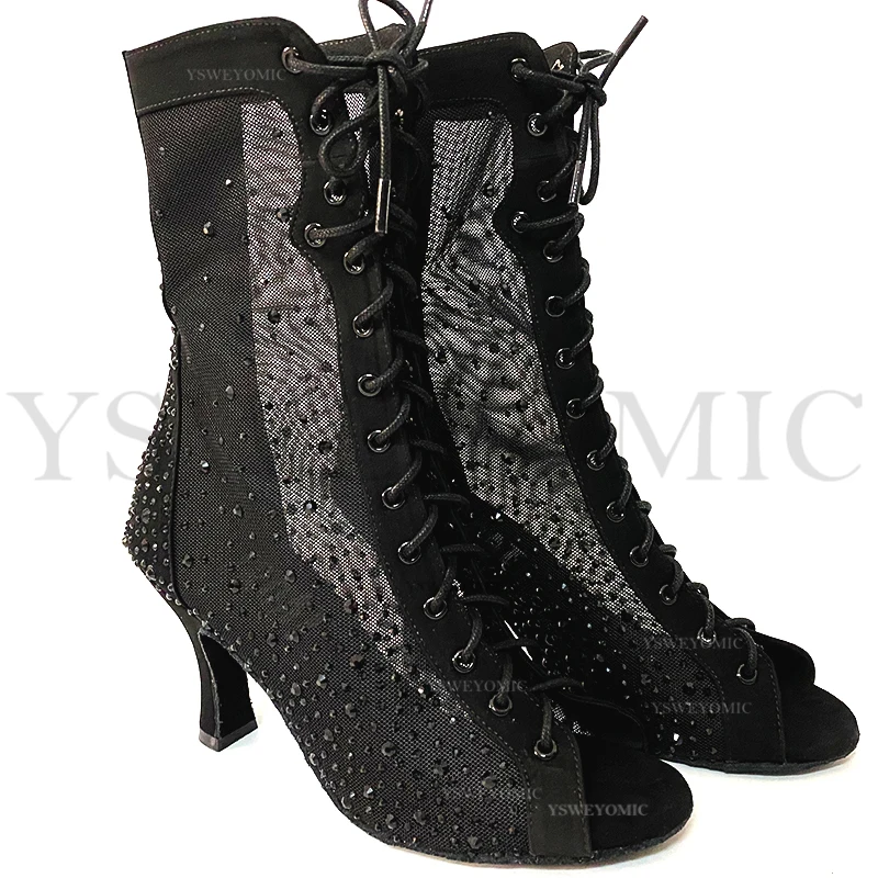 Strass Latin Women Dance Shoes Black Ladies Dance Boots Salsa Tango Indoor Sport For Women's Ballroom Dancing Shoes Dance heels