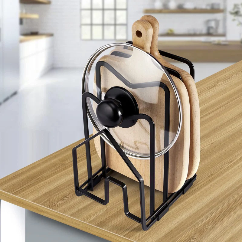 

Rack Shelf Stand Space Saving Rustproof Cutting Board Practical Kitchen Organizer Multi Layer Pot Lid Holder Iron Art Home Rack
