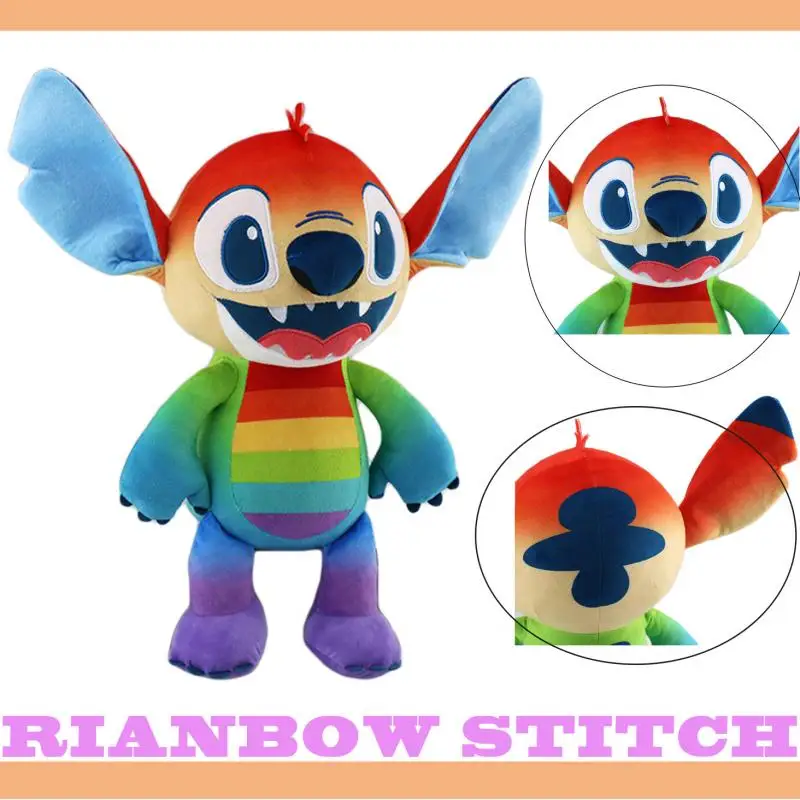 

45Cm New Rainbow Stitch Plush Doll Toy Kawaii Cartoon Story Stitch Cute Throw Pillow Soft Stuffed Animals Kids Toy Birthday Gift