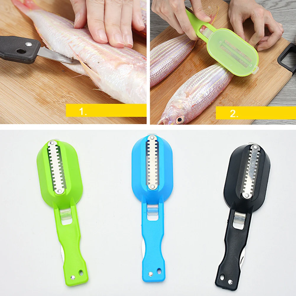 

2 In1 Plastic Fishing Scale Brush Cutter Fish Skin Brush Scraping Fast Remove Cleaning Scaler Scraper Kitchen Accessories Gadget