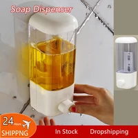 500ml soap dispenser bathroom wall mount shower shampoo lotion container holder system non perforated hotel toliet wholesale pri