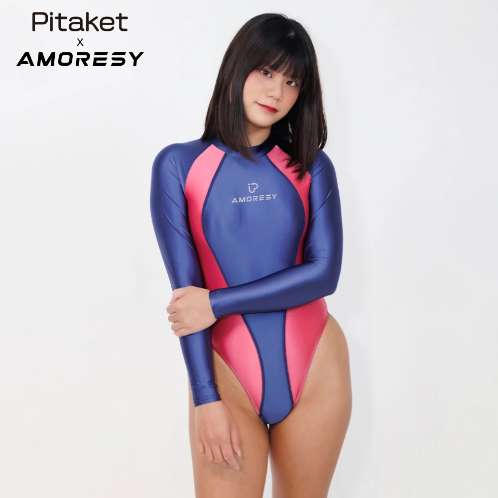 Фото AMORESY Mylisse Pitaket серия купальник с длинными рукавами колготки соответствующего цвета спандекс с высоким разрезом для йоги Пилатес №4