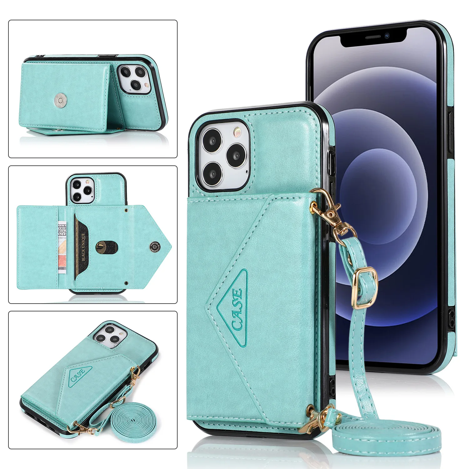 

Case for iphone13promax Phone Case iphone12mini iPhone 11 Leather Case XR XSMax Crossbody Bag Mobile Phone Accessories Cover
