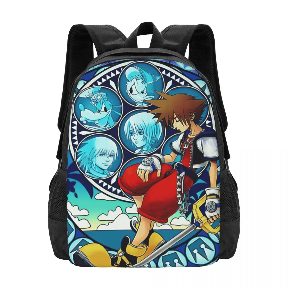 Kingdom Hearts - Sora's Dive To The Heart Stained Glass Backpack for Girls Boys Travel RucksackBackpacks for Teenage school bag