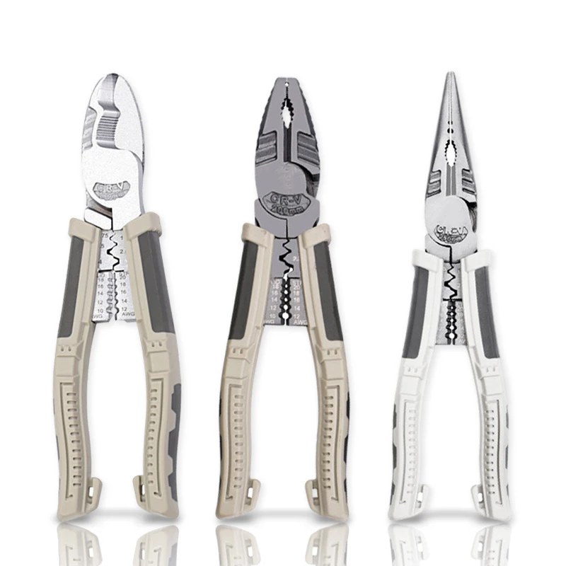 Pliers 8 Inch Wire Stripping Cable Cutting Crimping Tool Cutter Diagonal Long Nose Multifunction Household Repair DIY Tools |