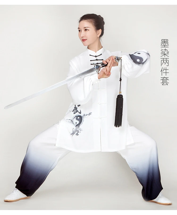 2PCS Women Martial Arts Tai Chi Kungfu Uniforms Cotton Chinese Traditional Loose Sweatshirt+pant Casual Meditation Fitness Set