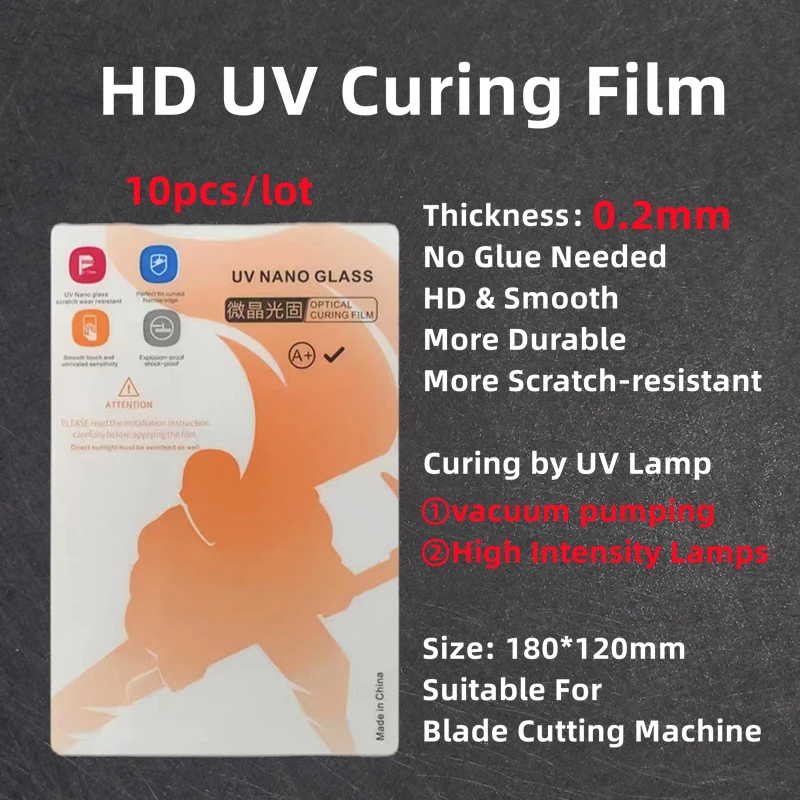 50pcs HD UV Curing Film For Cutting Machine Plottter Flexible UV-Optics Film For iPhone Curved Screen Protector Without Cut Time