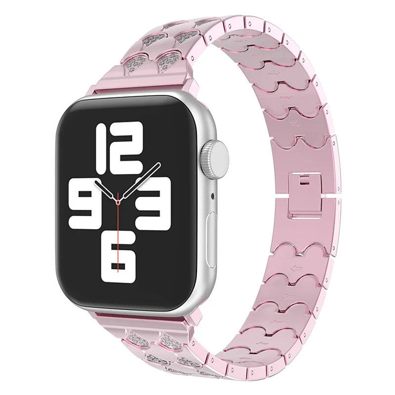 Stainless Steel Strap For Apple Watch band 7 45mm 41mm 44mm 40mm 42mm woman Diamond Metal watchband Bracelet iwatch 4 5 6 SE 7
