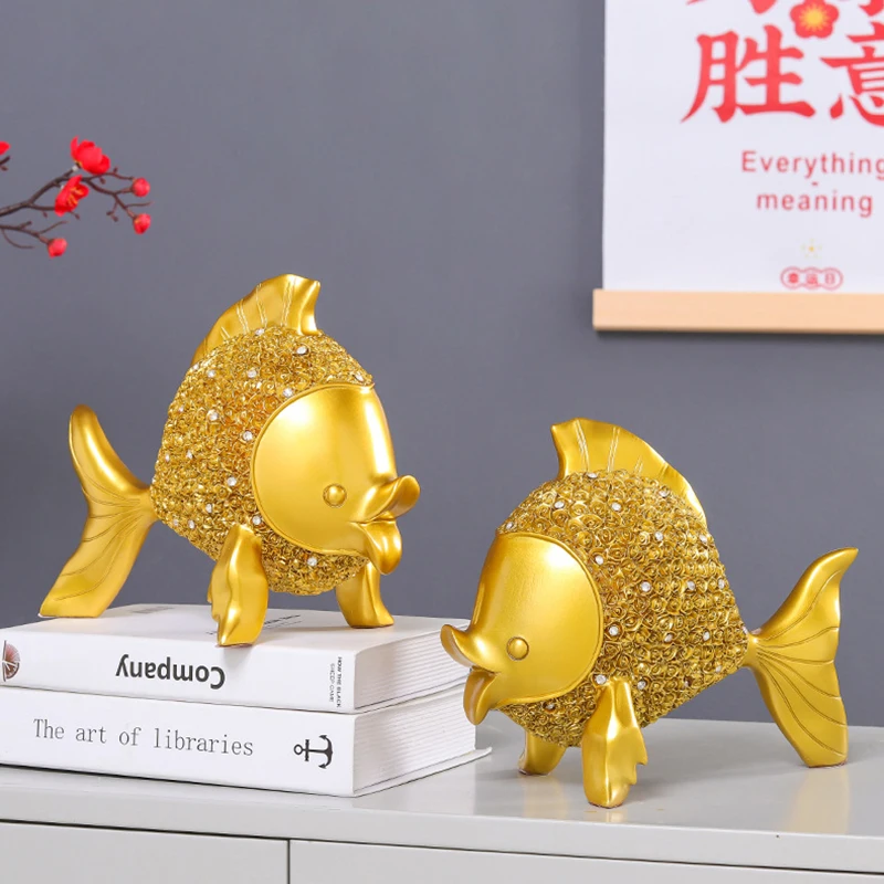 

Nordic Fish Figurine Resin Sculpture Goldfish Ornament Keepsake Living Room Decoration Figurines