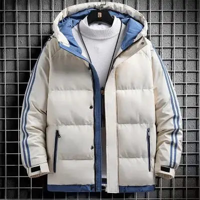 2022 New Leisure Fashion Down Cotton Suit Thick Winter Coat Two Bars Cotton Coat South Korea Men's Coat Cotton-padded Jacket Men